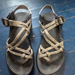 Grey and White Chaco Sandals